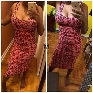 Coral midi bodycon dress medium